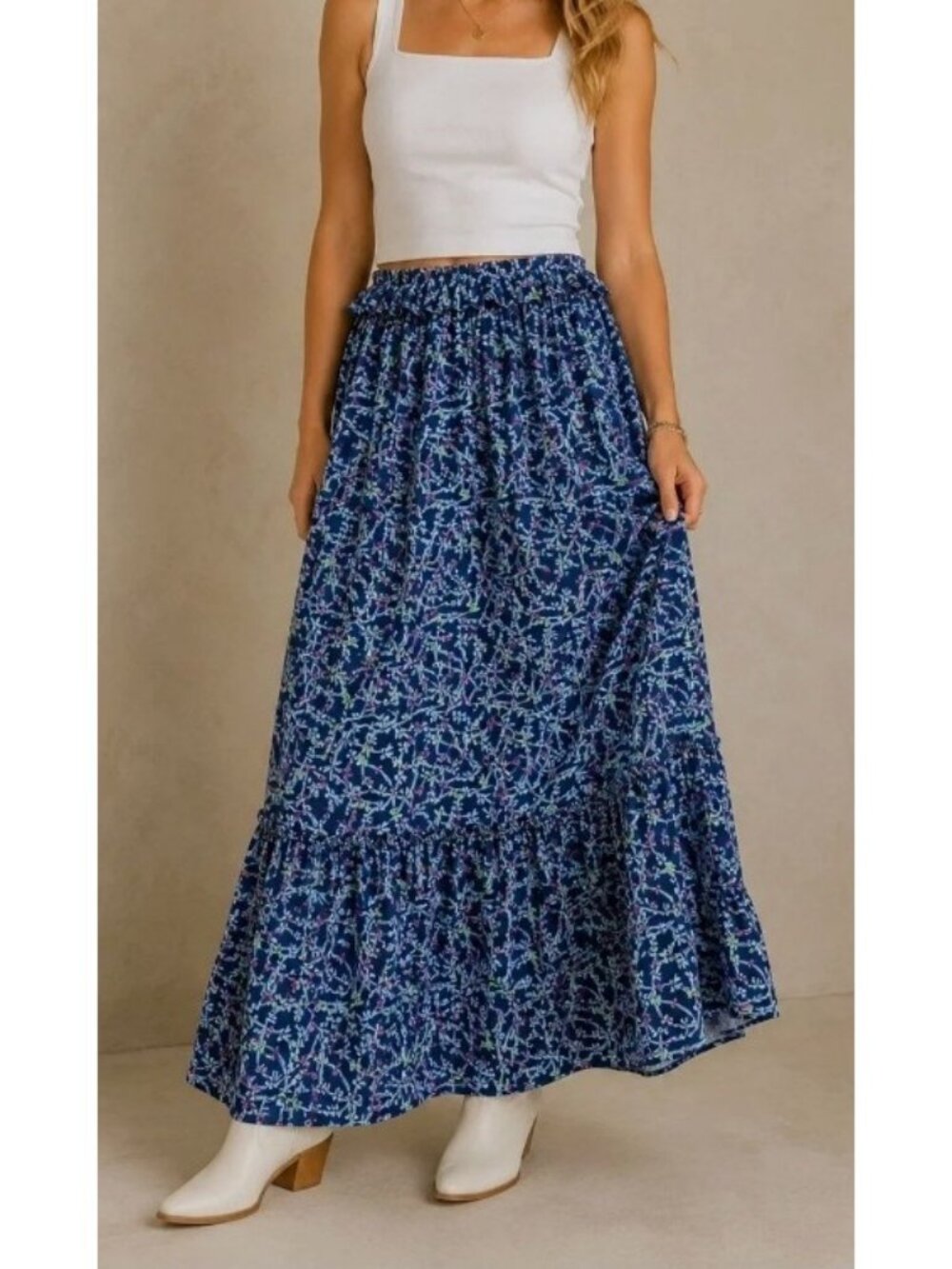 Simply Southern Ophelia Ribbon Womens L 2 Piece Maxi Skirt Jacket Set NWT Blue - Picture 4 of 13